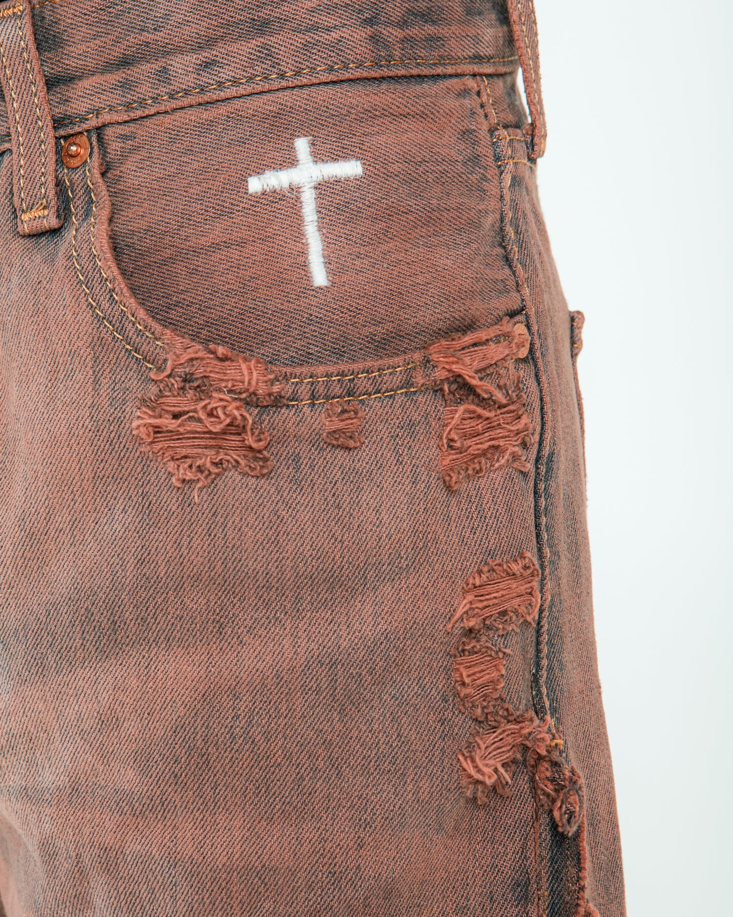 "VIOLET WASHED" FADED JORTS