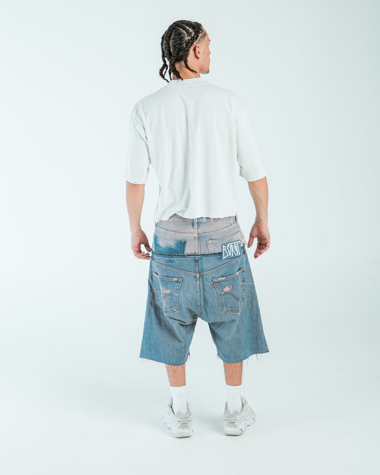 DOUBLE WAIST DISTRESSED “PINK WASH” JORTS
