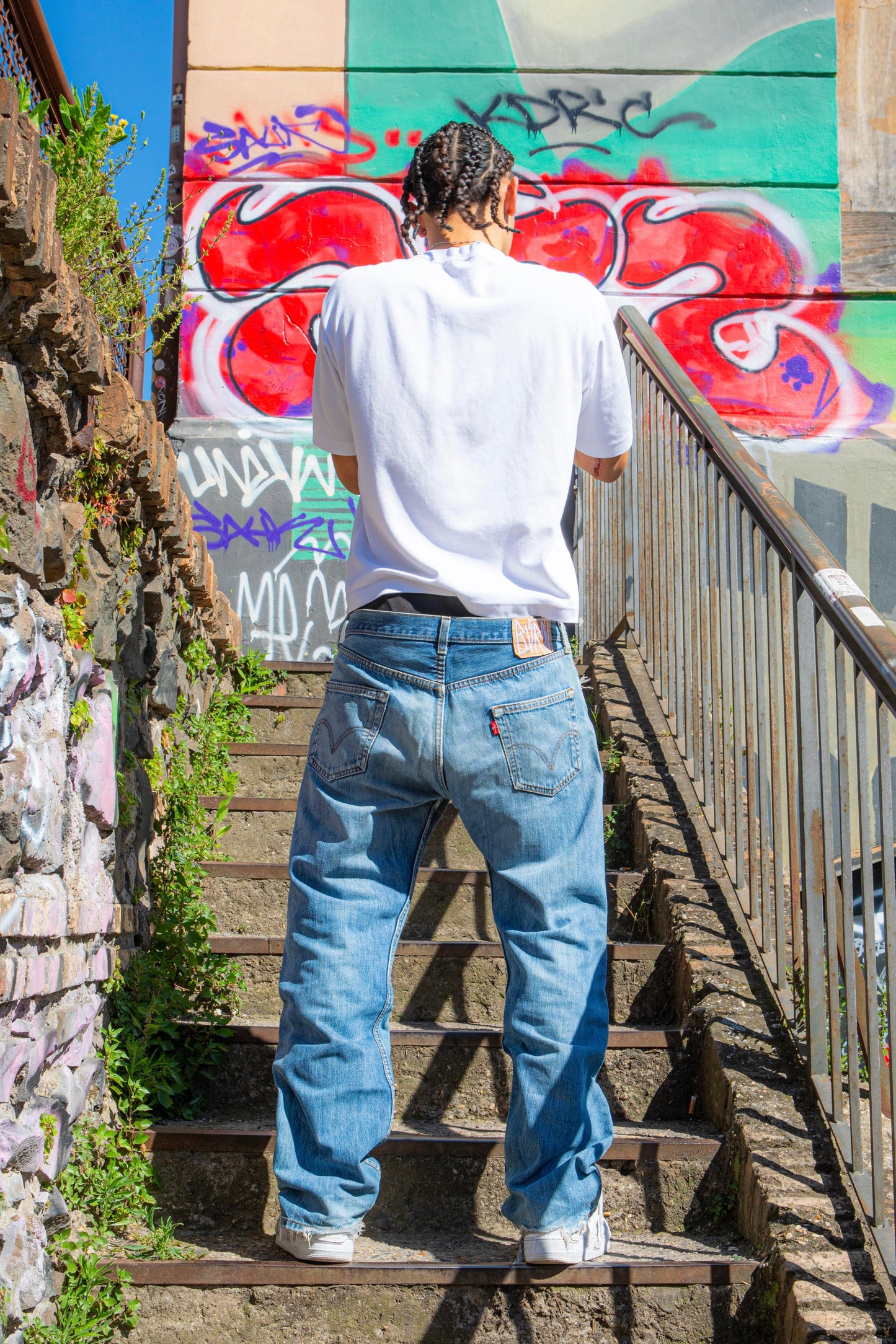 “BLUE WARFARE” PATCHWORK DENIM