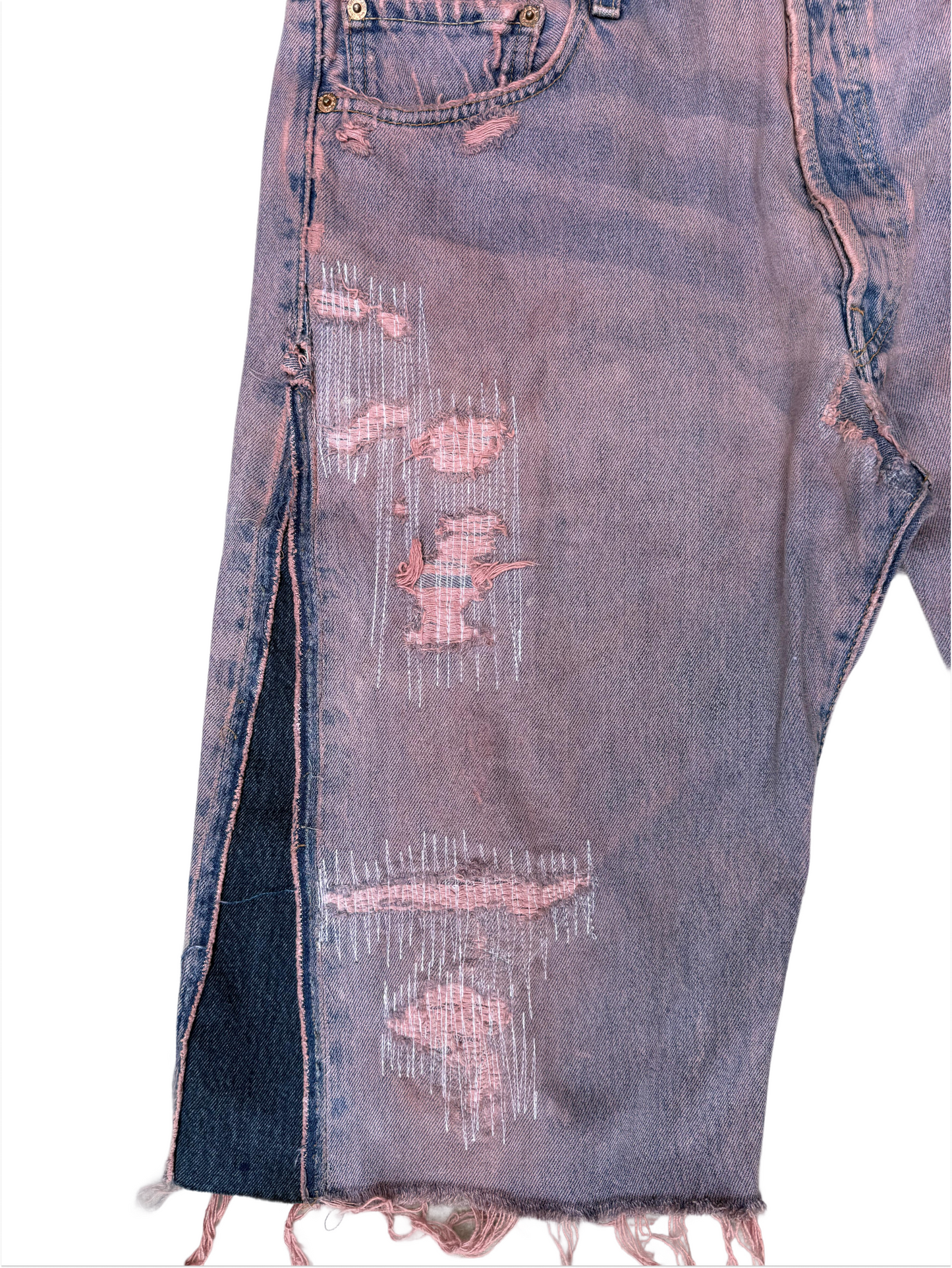 "LIGHT PINK WASHED" DISTRESSED JORTS