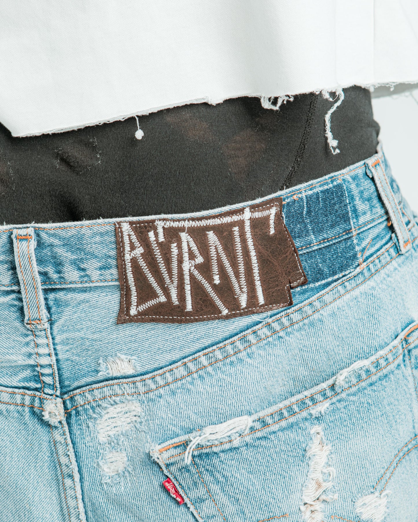 “LIGHT BLUE WASHED” DISTRESSED JORTS