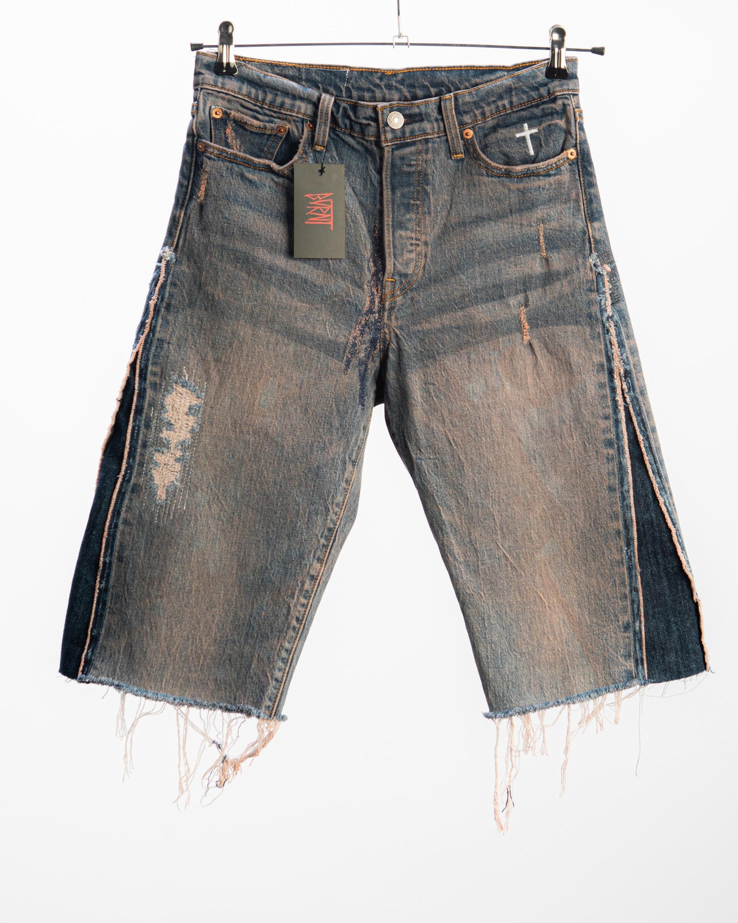 “BROWN WASHED” DISTRESSED JORTS