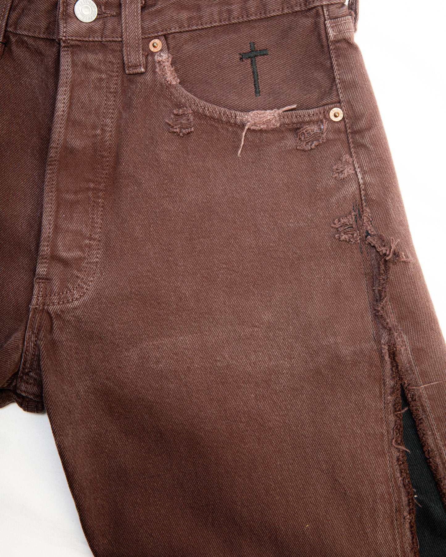 “BROWN WASHED” JORTS
