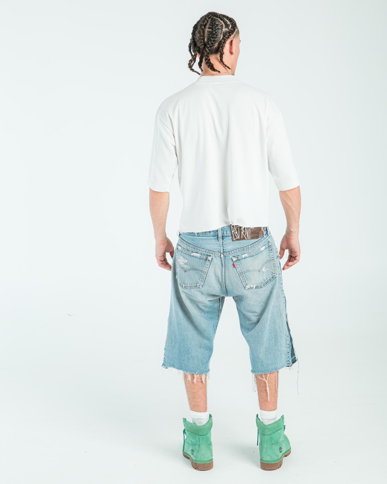 “WASHED BLUE” DISTRESSED JORTS