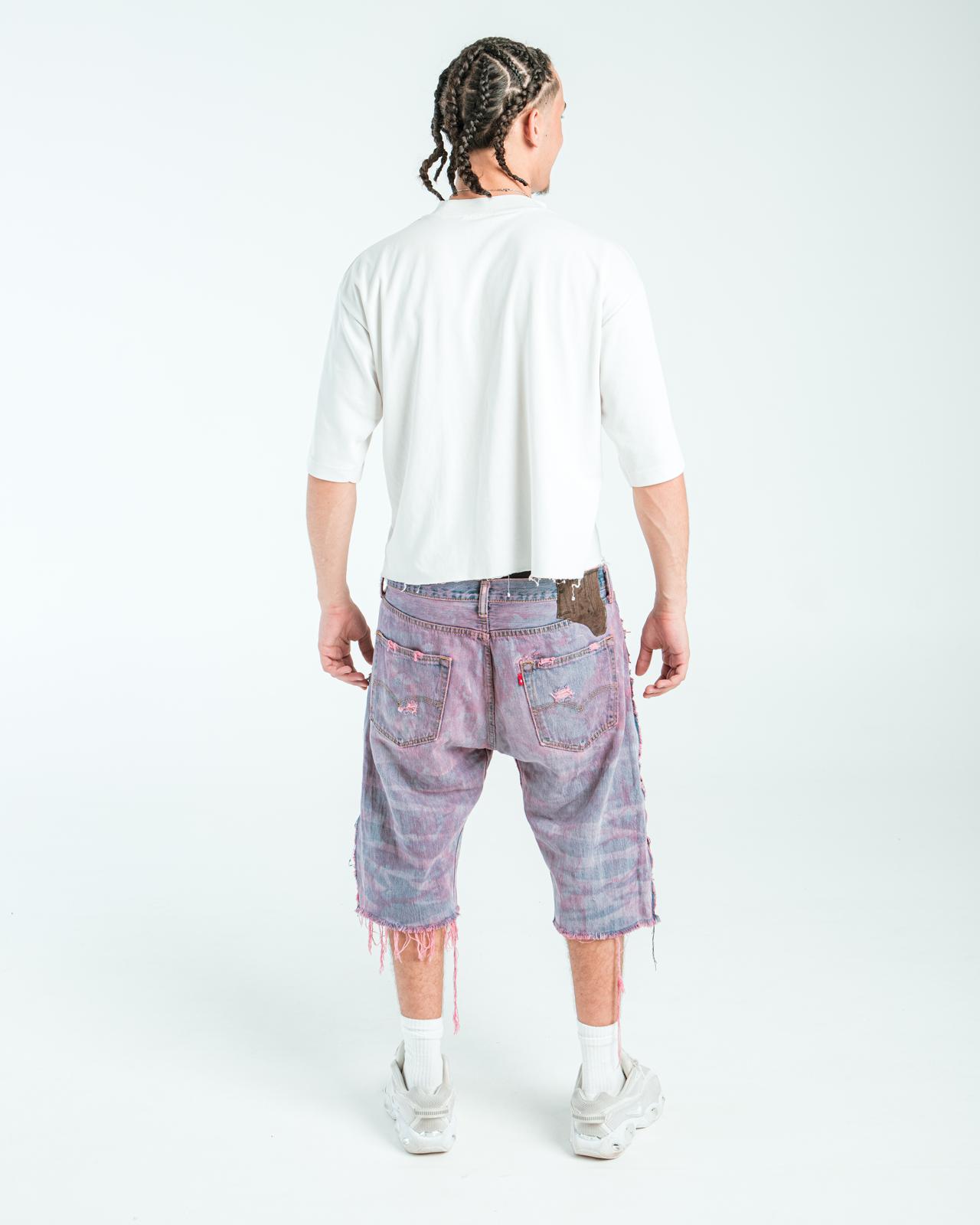 “PINK WASHED” DISTRESSED JORTS