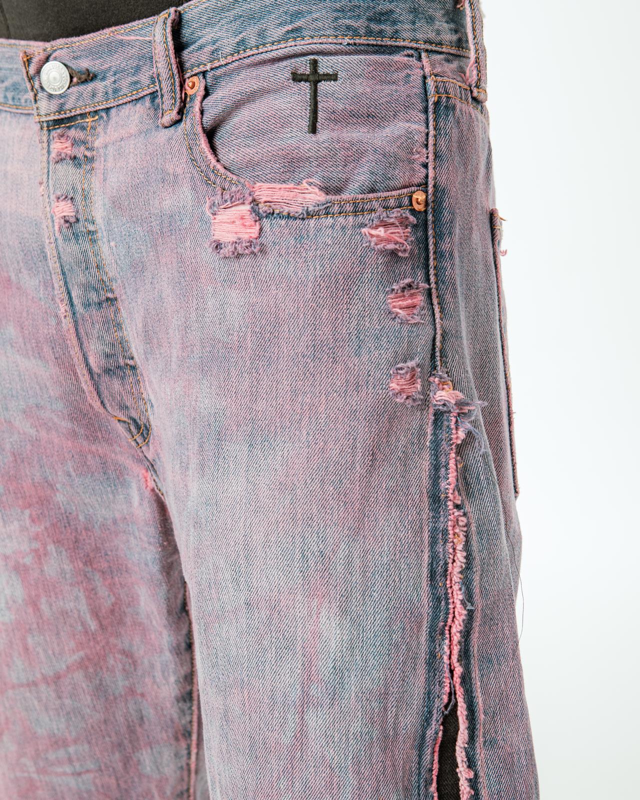 “PINK WASHED” DISTRESSED JORTS