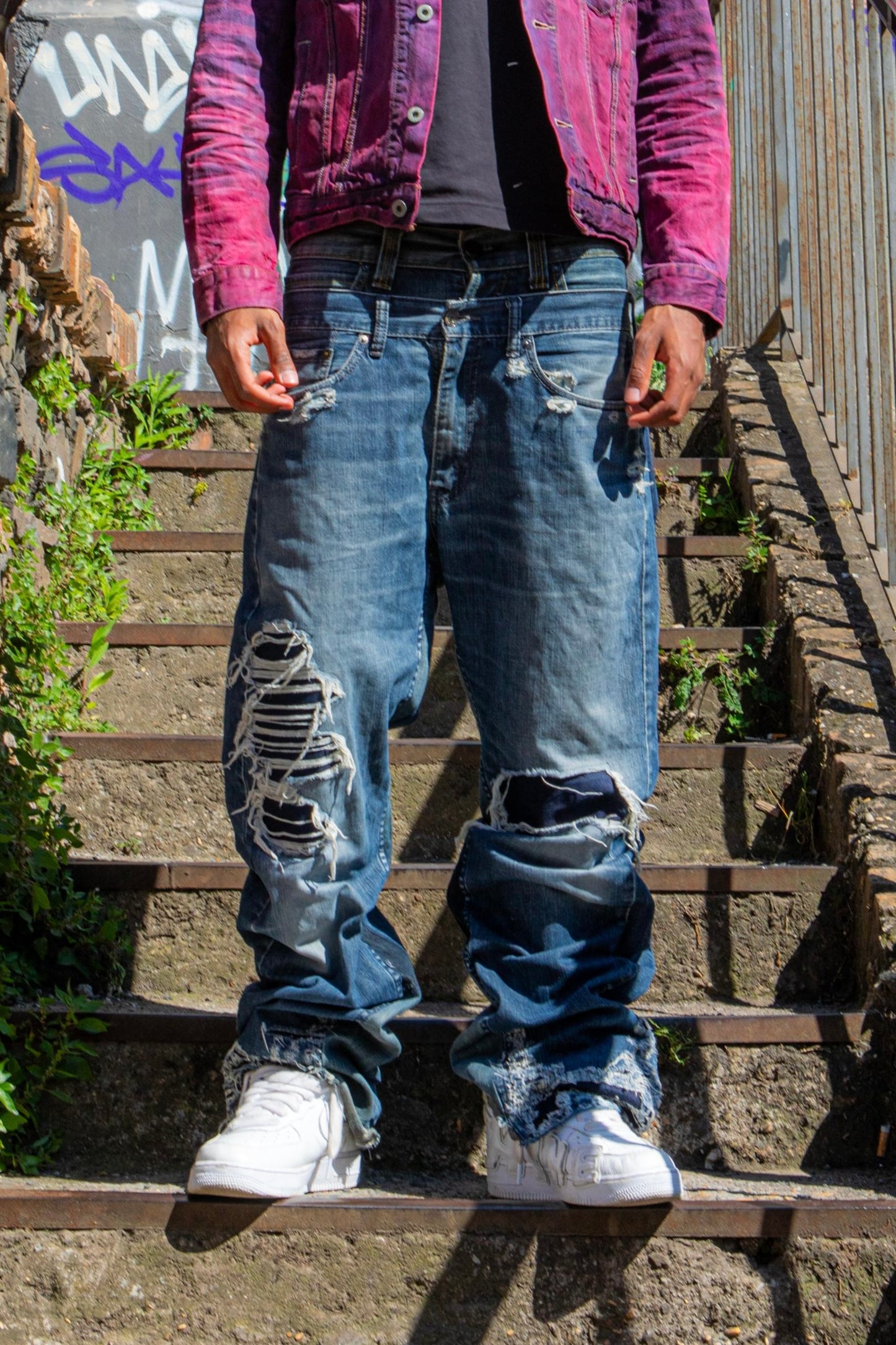 DOUBLE WAIST DEEP BLUE JEANS