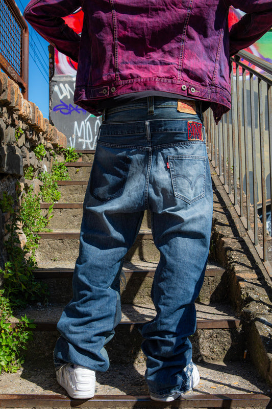 DOUBLE WAIST DEEP BLUE JEANS