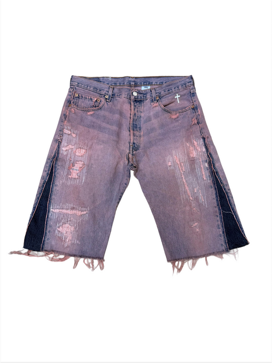 "LIGHT PINK WASHED" DISTRESSED JORTS