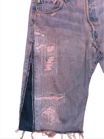 "LIGHT PINK WASHED" DISTRESSED JORTS