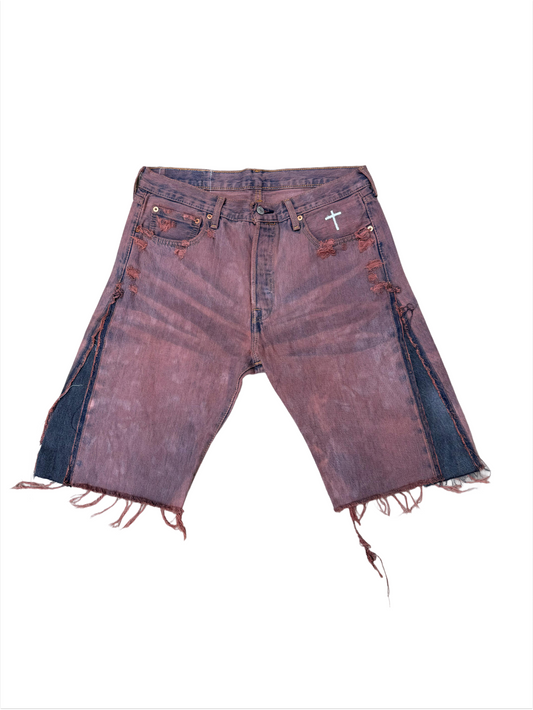 "VIOLET WASHED" FADED JORTS