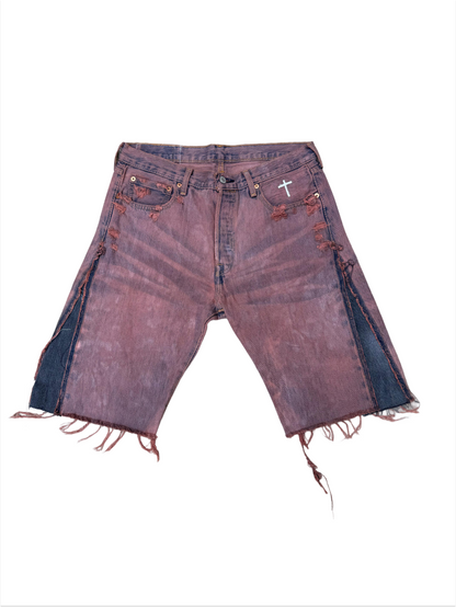 "VIOLET WASHED" FADED JORTS