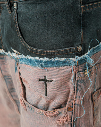 DOUBLE WAIST “BROWN WASHED” JORTS