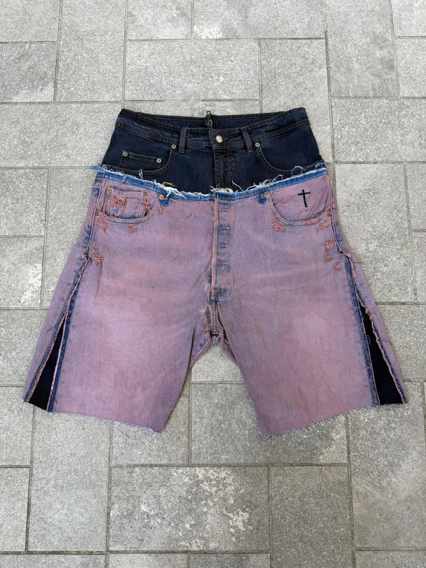 DOUBLE WAIST “BROWN WASHED” JORTS