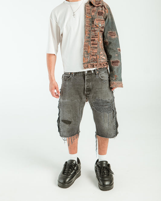 “WASHED BLACK” DISTRESSED JORTS