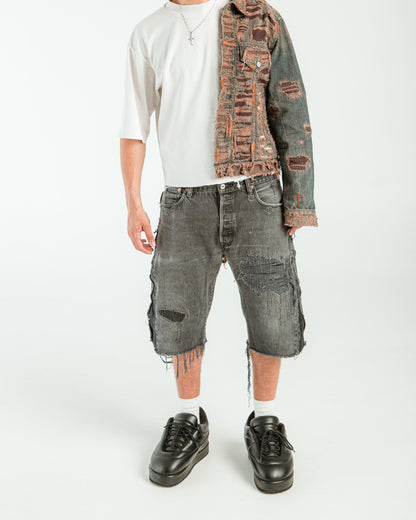 “WASHED BLACK” DISTRESSED JORTS