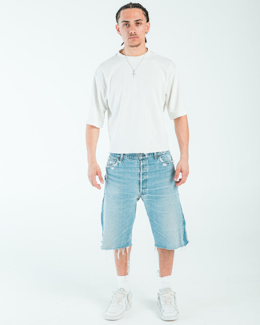 “LIGHT BLUE WASHED” JORTS