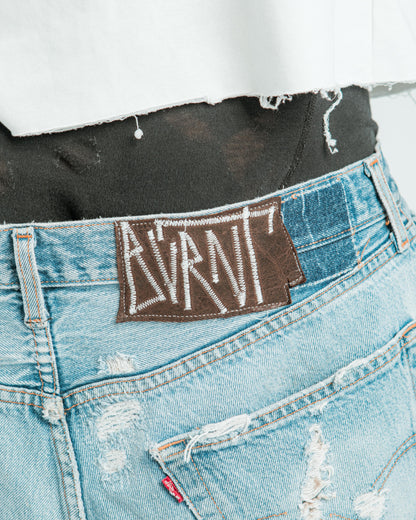 “LIGHT BLUE WASHED” DISTRESSED JORTS