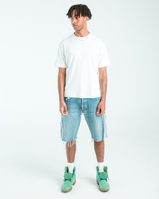 “LIGHT BLUE WASHED” JORTS