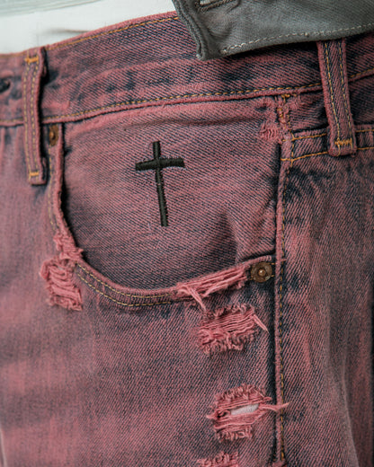“FUCSIA WASHED” JORTS
