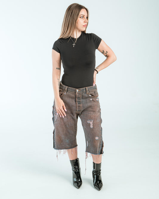 “DARK BROWN” WASHED JORTS