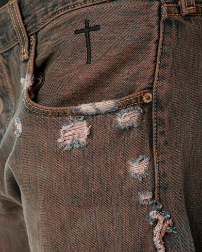 “DARK BROWN” WASHED JORTS