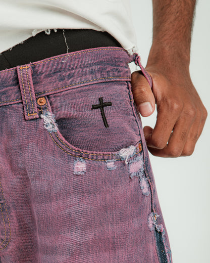 “ULTRA VIOLET” DISTRESSED JORTS