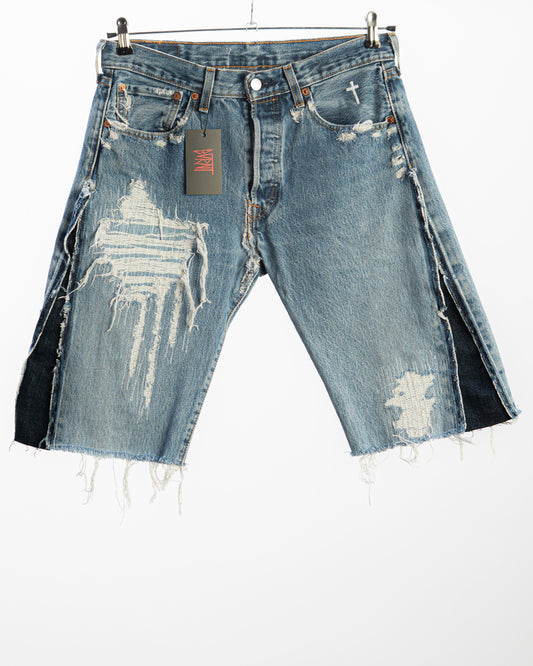 “WASHED BLUE” DISTRESSED JORTS