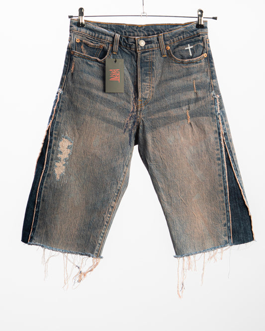 “BROWN WASHED” DISTRESSED JORTS