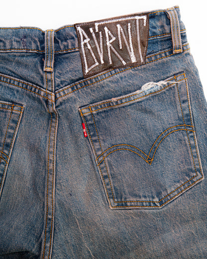 “BROWN WASHED” DISTRESSED JORTS
