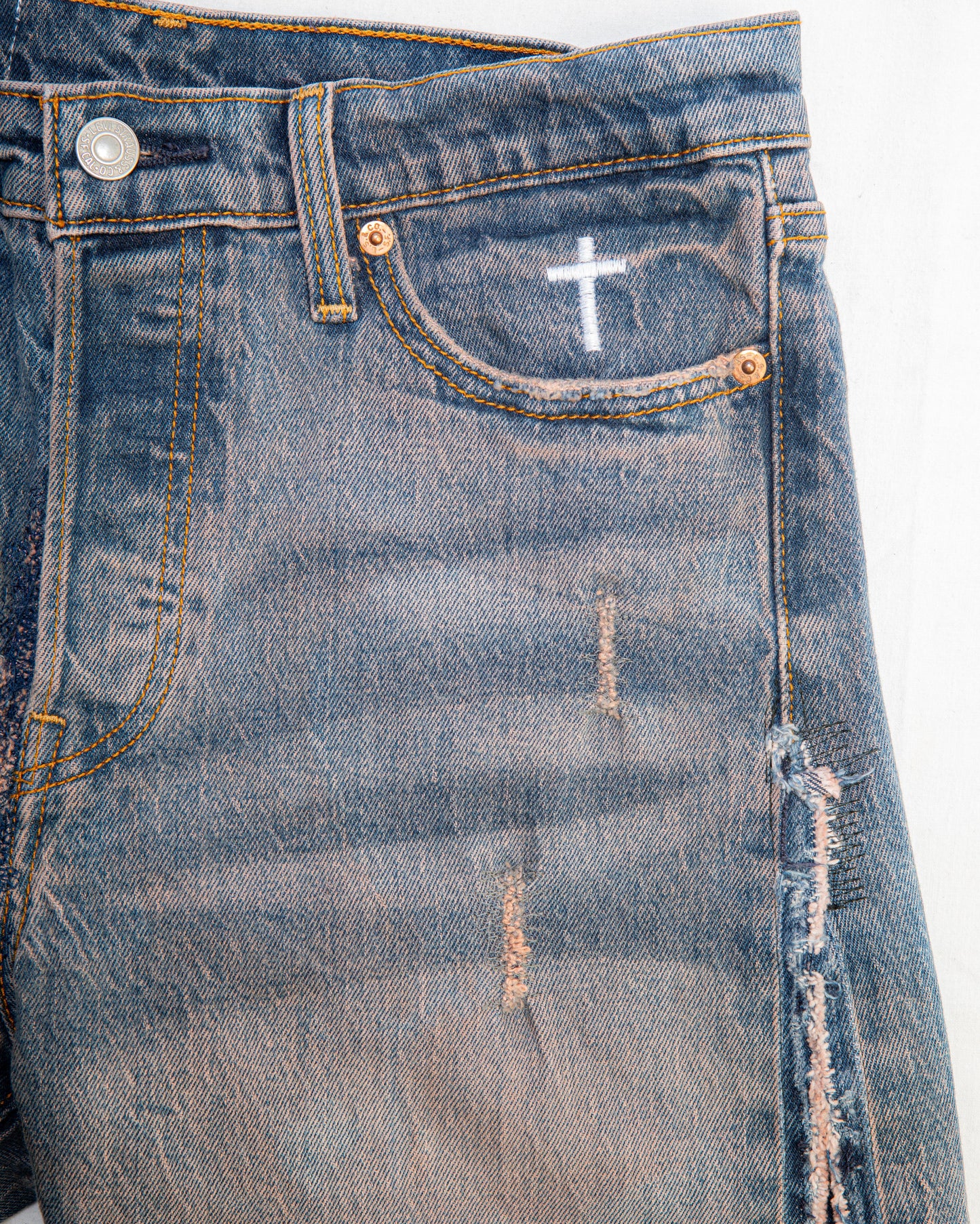 “BROWN WASHED” DISTRESSED JORTS