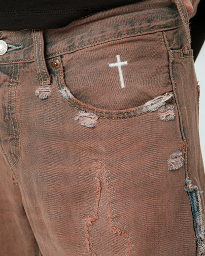 “RUST WASH” DISTRESSED JORTS
