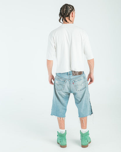“WASHED BLUE” DISTRESSED JORTS