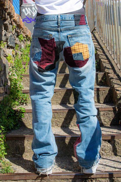“LEATHERSTORM” PATCHWORK DENIM
