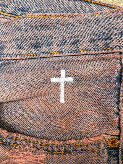 "LIGHT PINK WASHED" DISTRESSED JORTS