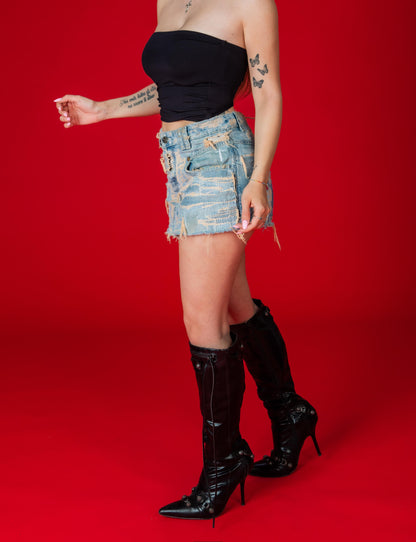 Vintage washed distressed skirt